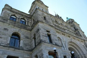 close up of the bc legislature building in victoria, bc